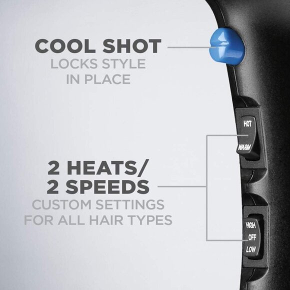 NEW!Conair 1875 Watt Turbo Hair Dryer, Blue-Black. New without Box - Picture 4 of 6